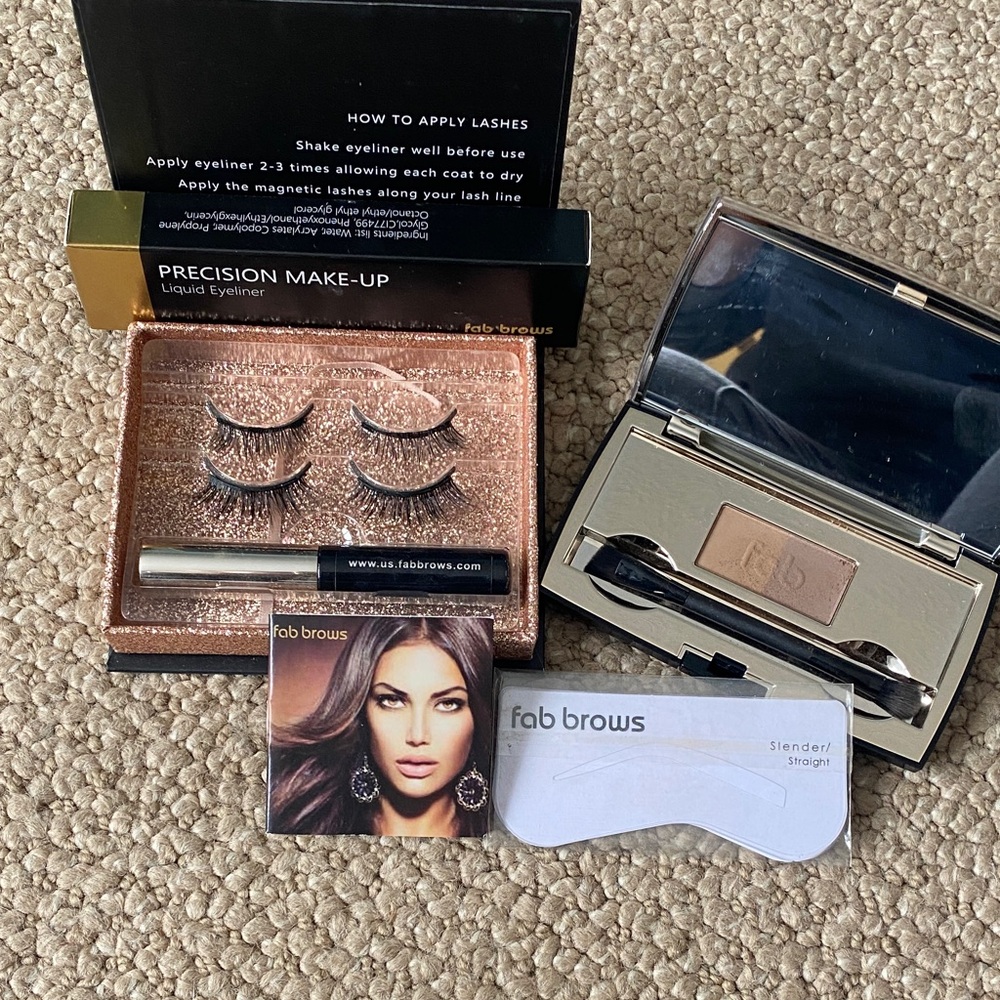 Magnetic Lash and Brow Set with Black and Brown Shades and liquid eye liner